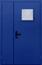 Фото двери «Полуторная со стеклопакетом (синяя)» в Яхроме